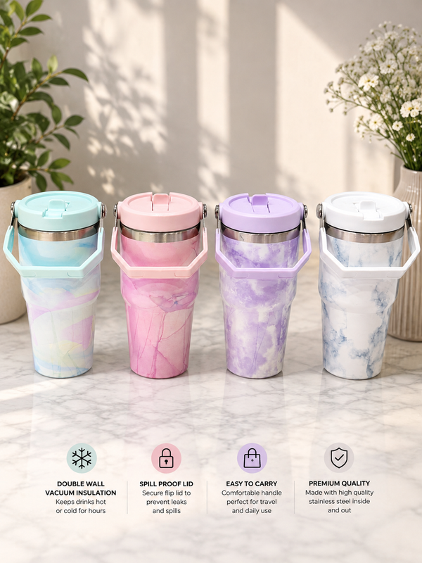 Pastel Marble Travel Tumbler