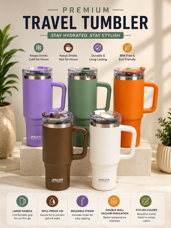 Premium Travel Tumbler with Handle